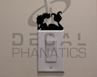 Mermaid Laying on Light Switch (3"W x 2"H) - Bedroom/Home Decor/Wall Art/Sportsroom/Mancave Decal