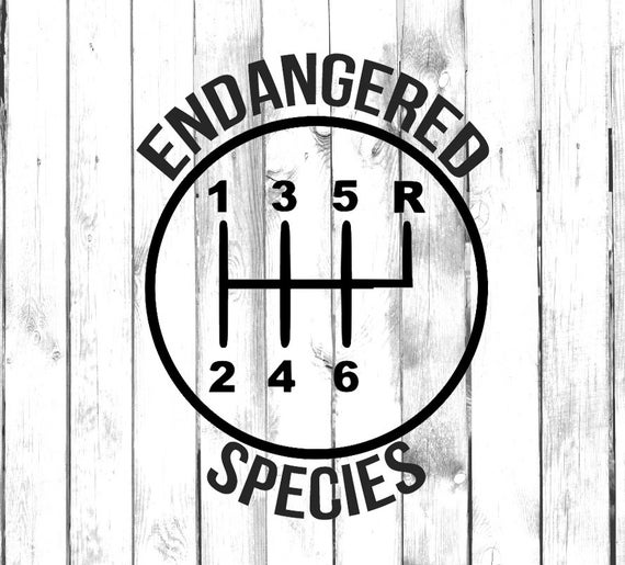 6 Speed Gear - Endangered Species - Stick Shift - Reverse Top Right - Car/Truck/Laptop/Computer/Phone/Home Decor/Bumper Sticker