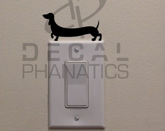 Long Weiner Dog, Dachshund on Light Switch - (1.5" x 3") - Bedroom/Home Decor Decal