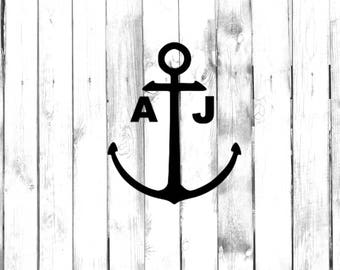 Boat Anchor Sticker with Custom Initials - Home/Laptop/Computer/Phone/Truck/Car Bumper Sticker Decal