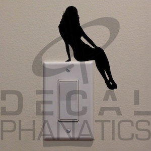 Beautiful Girl Sitting on Light Switch - Bedroom/Home Decor Decal (3&quot;x5&quot;)