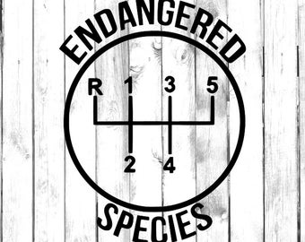 5 Speed Gear - Endangered Species - Stick Shift - Manual Car - Car/Truck/Laptop/Computer/Phone/Home Decor/Bumper Sticker - Vinyl Decal