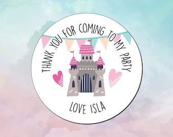 Personalized Princess Castle Party Stickers - Thank You Stickers (24 per sheet)