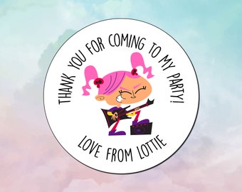 Personalized Rockstar Girl Guitar Party Stickers (24 per sheet)