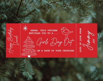 Christmas Edition Personalised Souvenir Ticket Voucher: Girls Day Out