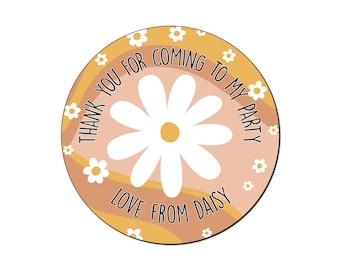 Personalized Retro Daisy Party Stickers: Thank You Stickers (24 per sheet)