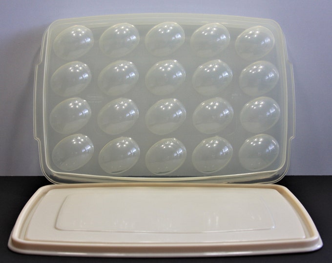 Vintage Deviled Egg Server and Carrier With Lid. It Holds 20 Deviled