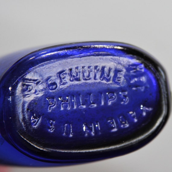 Early 1900s Genuine Phillips Bottle. Cobalt Blue Apothecary Bottle