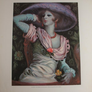 1970 Vintage Lithograph Print of &quot;Spellbound&quot; by Villalera. Printed in Spain. Direct Lithograph Reproduction from Original. Great Condition.