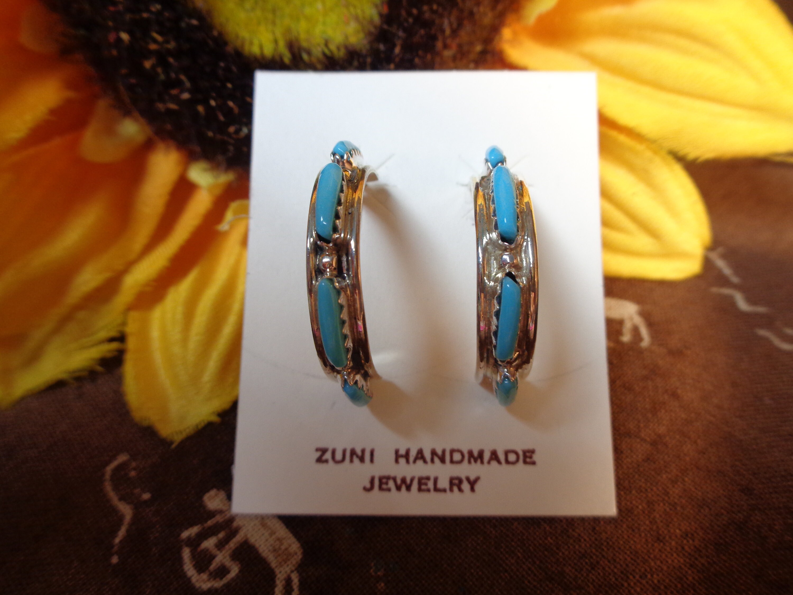 Ashley Laate Zuni Sterling Silver Needlepoint Turquoise Chandelier Earrings 