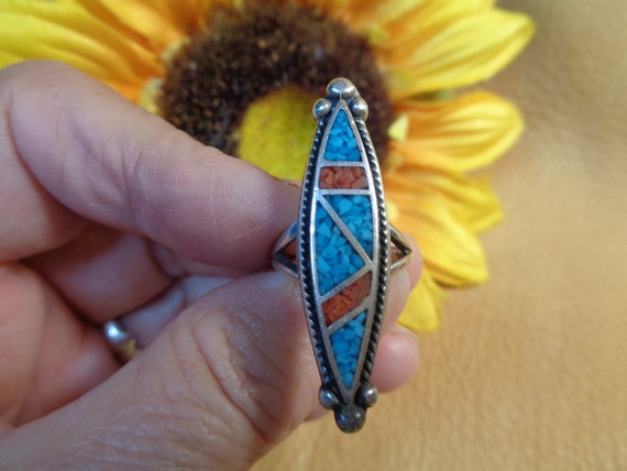 VTG Navajo Women's Sz 4.75 Oblong Ring Sterling S… - image 1