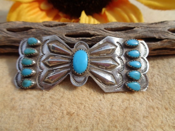 VTG Navajo Heavy Sterling Silver & Turquoise Hair