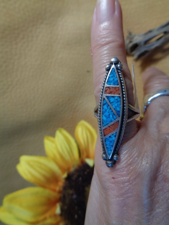 VTG Navajo Women's Sz 4.75 Oblong Ring Sterling S… - image 2