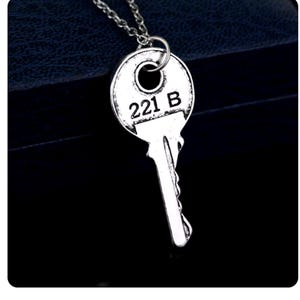 Special Offer 221B Key Silver Necklace Retro Silver Key Pendant for Men and Women - Sherlock Holmes - Free Shipping. Baker Street