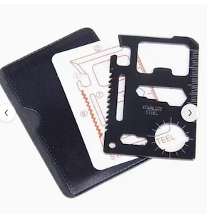 New Item Stainless Steel 11-in-1 Multi Tool - Credit Card Size - Black