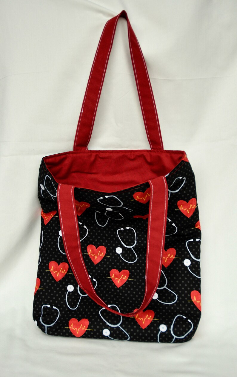 First Aid Heart and Stethoscope Large Reversible Tote Bag - Etsy