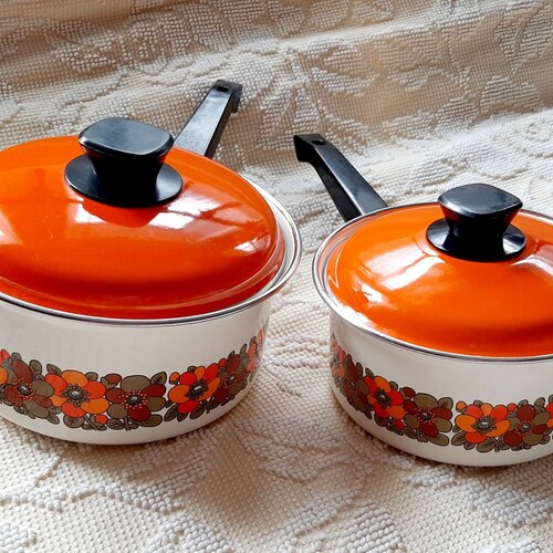 Vintage Enamel Cooking Pots Set 1970s Etsy