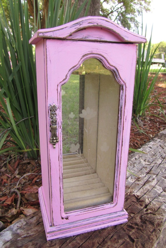 SALE Sweet Romantic Shabby Chic Chippy Painted Wooden Jewelry Box