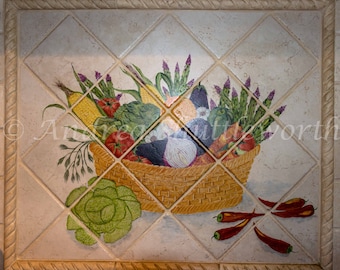 Hand painted kitchen Basket Backsplash mural