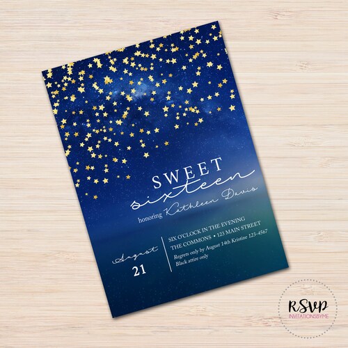 Night Under the Stars Sweet 16 Invitation Night Undertone Etsy