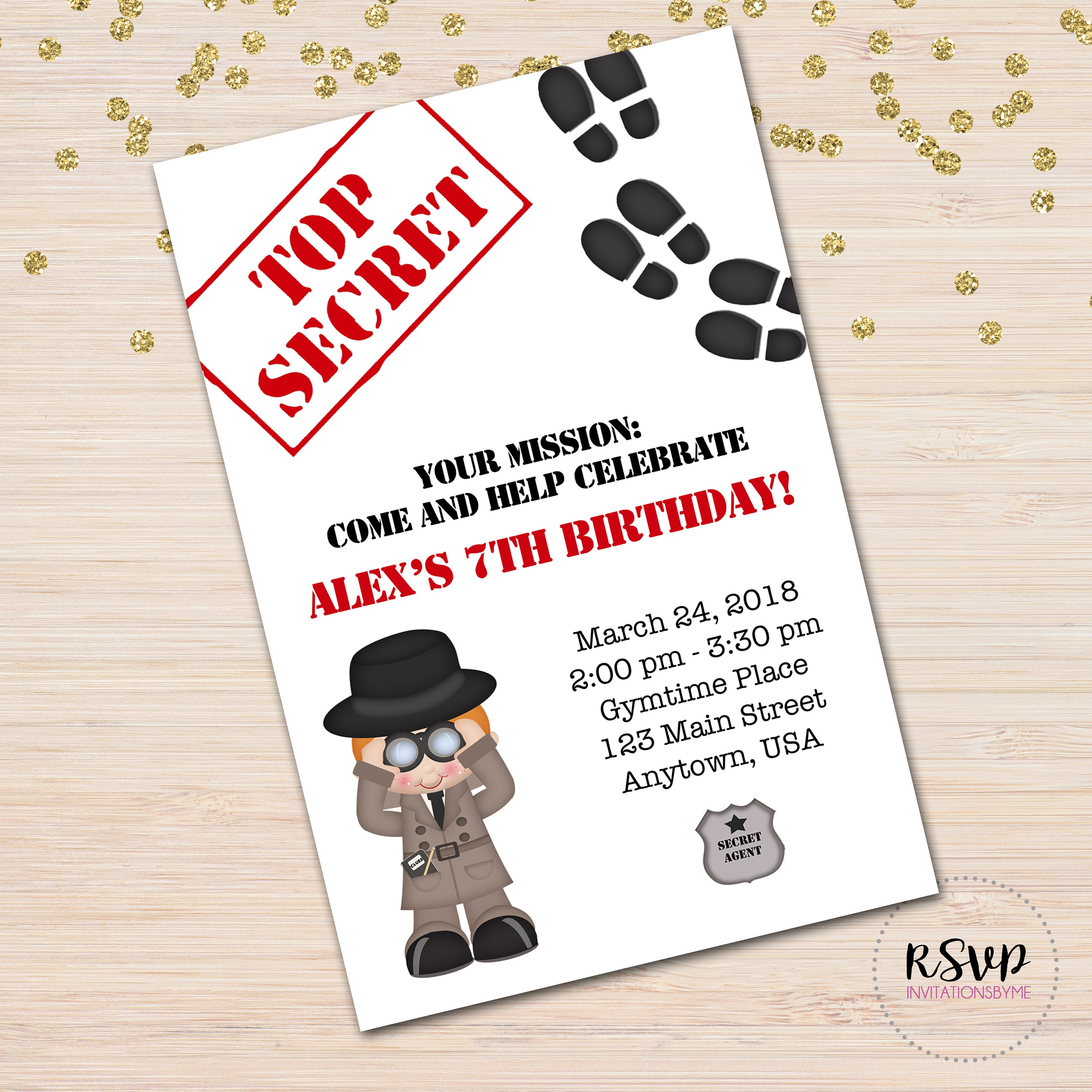 Spy Secret Agent Detective Mystery Party Birthday Invitation Etsy Canada