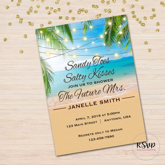 Beach Theme Sandy Toes Sweet 16 Anniversary Birthday Retirement Rehearsal Dinner Wedding Shower Invitation