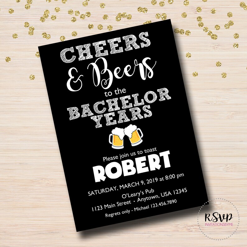 BachelorBachelorette Stag Party Milestone birthday Cheers invitation