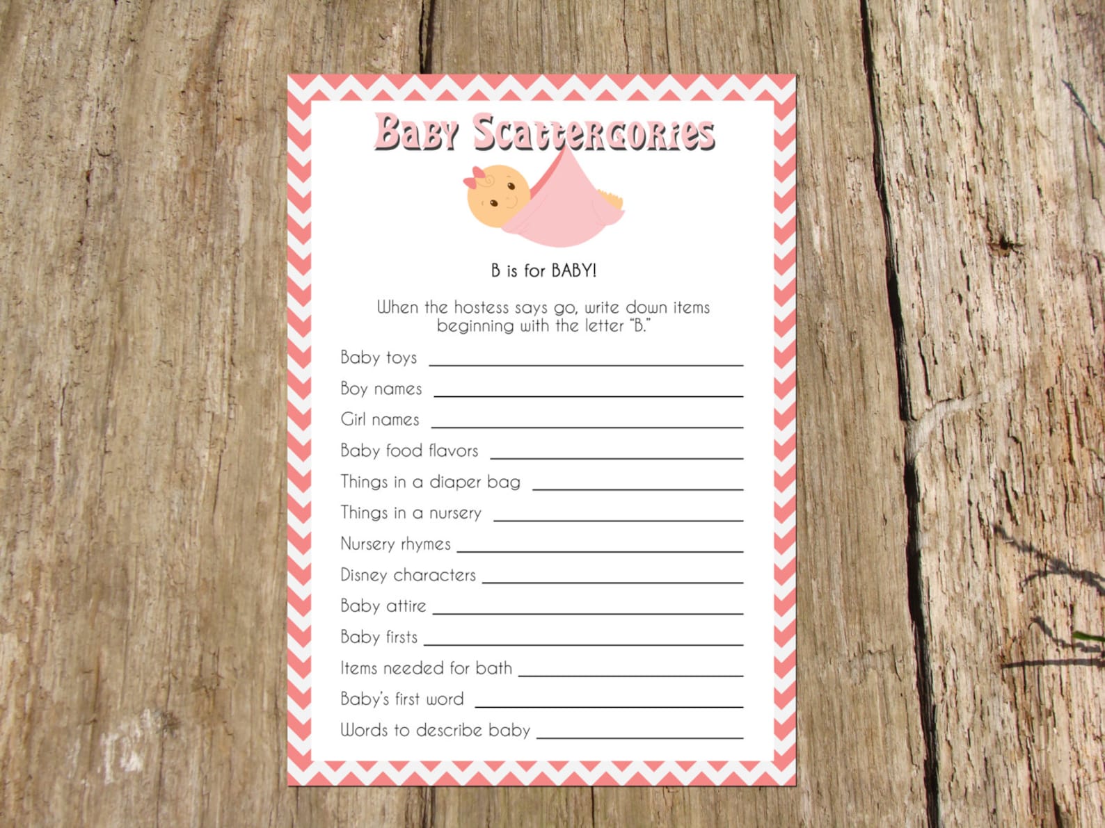 Baby Shower Scattergories Game Instant Download Printable - Etsy