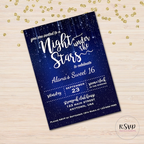 Night Under the Stars Sweet 16 Invitation Night Undertone Etsy