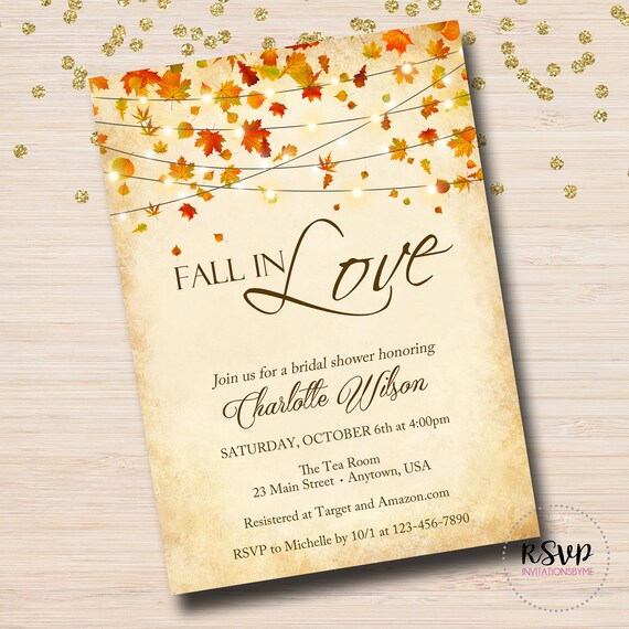 Fall In Love Tree Leaf Accent Bridal Shower Or Wedding Etsy