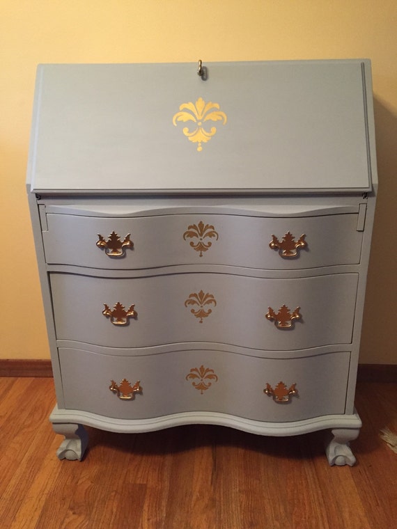 Sold Antique Serpentine Front Secretary Desk Sold Etsy