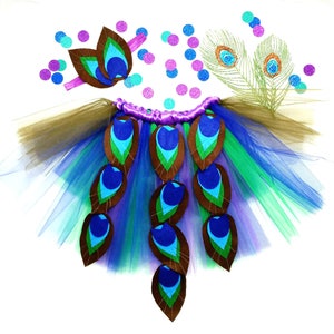 Peacock Tutu with matching Headband- Purple Peacock Tutu Skirt- Peacock Costume- Kids Halloween Costumes- Fantasy Photo - Christmas Gift