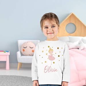 Ballerina  Birthday Shirt Kids Ballerina Shirt Personalized Toddler Long Sleeve Youth and Toddler Birthday Girl Shirt Gift for Kids