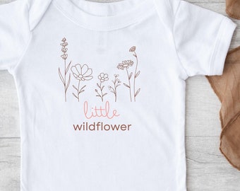 Baby Girl Gift Idea, Baby Girl Outfit, Little Wildflower Baby Bodysuit, Flower Baby Outfit, Boho Baby Clothes, Baby Shower Gift Idea