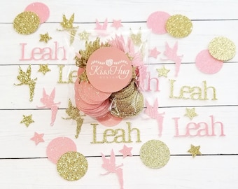 Personalized Pink and Gold Fairy Confetti - Fairy Party