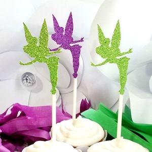 Fairy Cupcake Toppers in Apple Green and Purple, Fairy Party Ideas, Cupcake Toppers, Fairy Birthday, Cake Topper