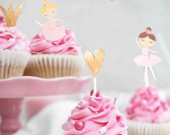 Custom Order-Swan Lake Ballerina Cupcake Toppers | Princess Ballerina Party | Ballet Birthday Party Decor | Girls Birthday Party