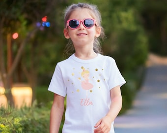 Personalized Ballerina Birthday Shirt for Girls, Ballet Themed Birthday Tshirt, Personalized Ballerina Tee for Girls Birthday Parties