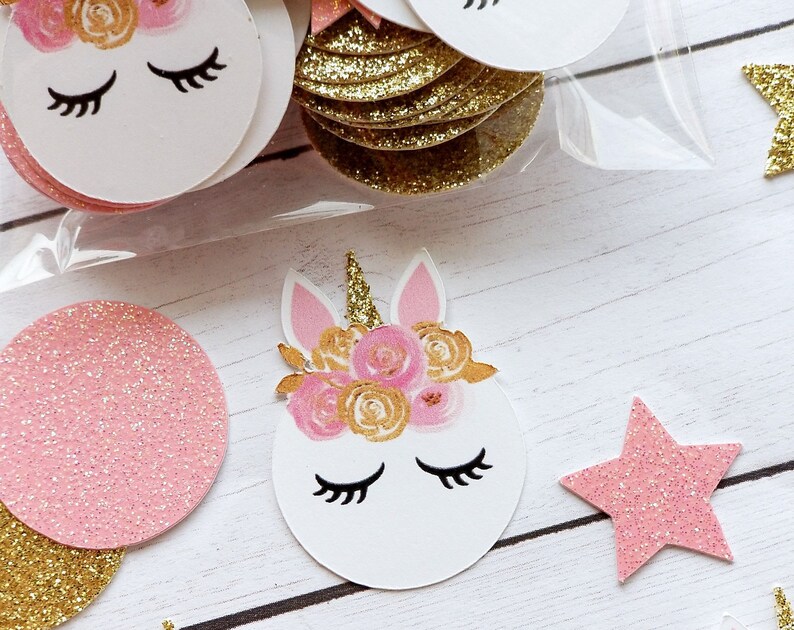 Pink and Gold Unicorn Party Confetti