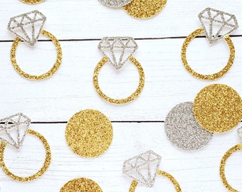 Engagement Ring Confetti in Gold and Silver | Bachelorette Party | Bridal Shower Party Decor | Wedding Decor