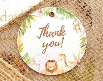 Print and Cut Safari Thank You Tags | Printable Safari Thank You Tags | Young Wild and Three Birthday | Safari Birthday | Favor Bag Tags