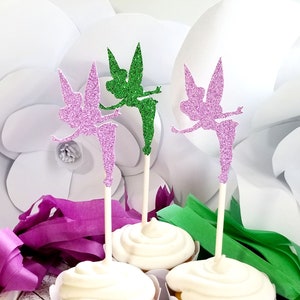 Fairy Cupcake Toppers in Emerald Green and Lavender, Fairy Party Ideas, Cupcake Toppers, Fairy Birthday, Cake Topper