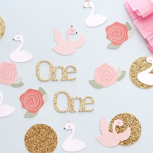 Swan First Birthday Party Confetti | Swan Princess Birthday Party | The Princess Swan | Swan Decorations | 1st Birthday Party Decor