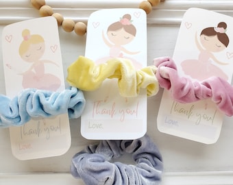 Editable Ballerina Birthday Party Favor Scrunchie Cards | Birthday Favor Cards | Ballerina Bash | Ballerina Recital Party Favors