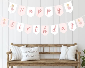 Ballerina Banner DIY | Print and Cut at Home| Ballerina Birthday | 1st Birthday | Birthday Banner | Princess Ballet Party | Ballet Birthday