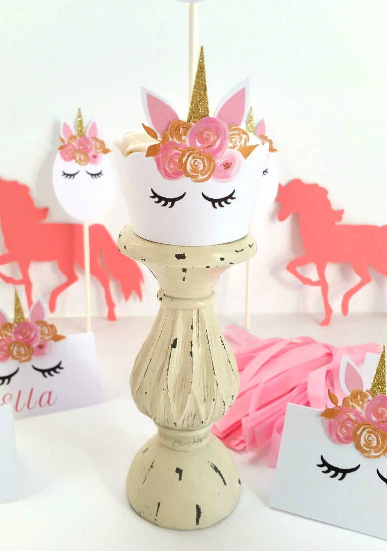 pink and gold unicorn cupcake wrappers etsy