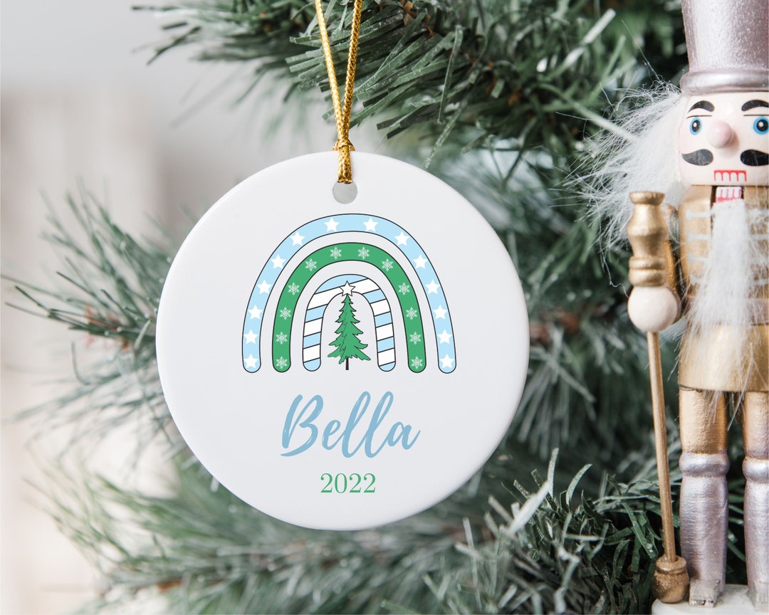 Personalized Kids Christmas Ornaments Custom Rainbow Etsy