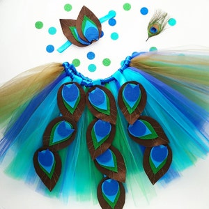 Peacock Tutu with matching Headband | Halloween Custom costume | Christmas Gift