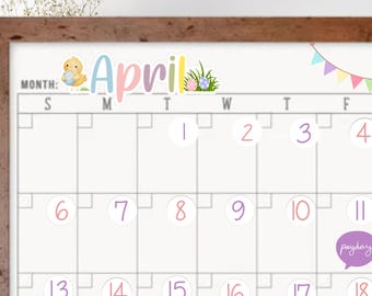 April Calendar Month Magnets | Custom Magnets for Whiteboards | Calendar Magnets for Home Office, Dorm decor, Teacher classroom