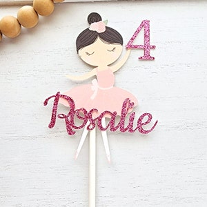 Personalized Ballerina Cake Topper Swan Birthday Party Birthday Party Decorations Personalized Birthday Decor Custom Birthday Decor Dark Pink